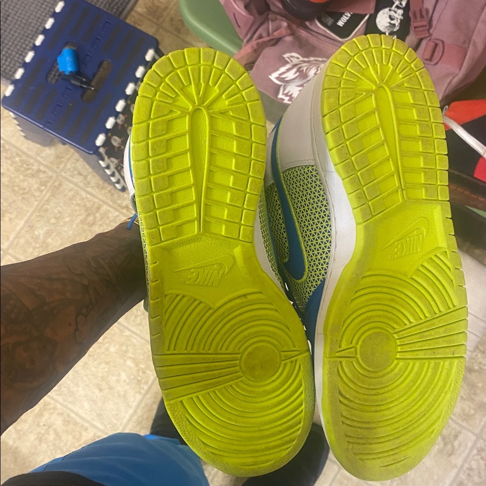 Nike Blue and Neon Yellow High-Top Sneakers - Picture 7 of 8